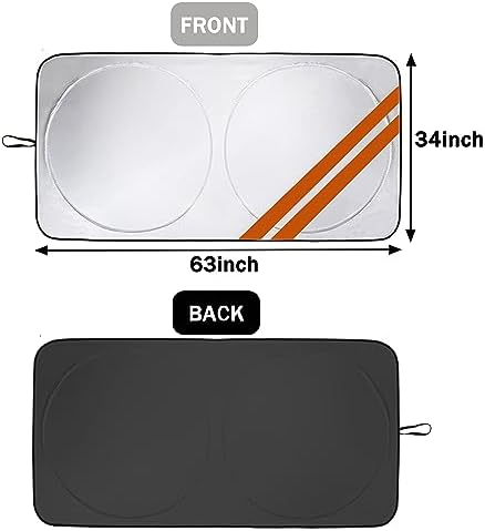 Front Windshield Sun Shade Fit for Dodge Charger Challenger Durango Journey Universal Fit to All Dodge Cars Foldable Sun Visor Protector Custom Fit Dodge Window Sunhade (Orange Trim) - Image 6