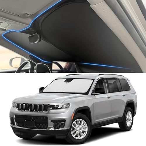 Windshield Sun Shade for Jeep 2014-2025 2026 Grand Cherokee Accessories (OEM Size) Auto Interior Front Window Sun Visor Heat Protection by YOJOJOCO