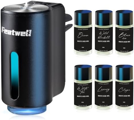 Featwell Car Air Freshener, Three Adjustable Modes Intelligent Car Aroma Diffuser, Rechargeable Car Aroma Diffuser, Black by Unknown