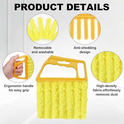 4 Pcs Blind Duster Kit, 7-Finger & Vent Tools, Yellow+Green - Image 3