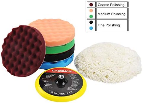 CASOMAN 7-Inch Buffing and Polishing Pad Kit, 7 Pieces 7" Polishing Sponge, Waxing Buffing Pad Kit - Image 6