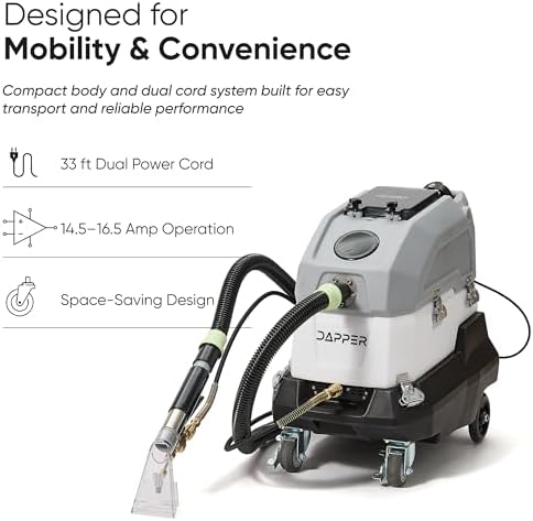 Commercial Heated Carpet & Upholstery Extractor Portable Machine, 170 PSI Hot Water Cleaner, 120 CFM Vacuum, 150°F Heater, 3 & 4 Gallon Dual Tanks for Deep Cleaning, Stain Removal, Furniture & Carpet - Image 6