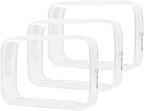 Buminee Clear Travel Bags 3 Pack 7.9"x2.5"x5.3" Multipurpose Transparent TSA Cosmetic Bag Clear Pouch For Toiletry, Makeup, Traveling - Single Zipper by Buminee