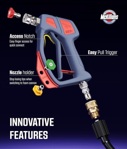 McKillans® Swivel Gun Pro - Swivel High Pressure Water Handle with 3/8" Male Plug and 1/4” Quick Connector Coupler - Power Washer Gun Compatible with Foam Cannon - Image 4