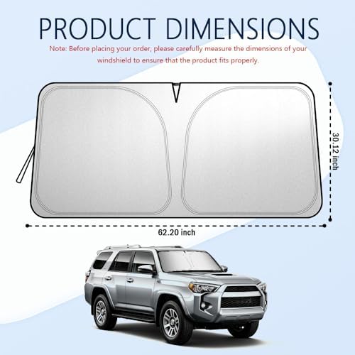 Car Windshield Sun Shade Compatible with Toyota 4Runner 2010-2025,Oxford Cloth Sun Shade for Car Windshield with Foldable Design,Essential Windshields Cover Suns Shades with Storage Bag - Image 2
