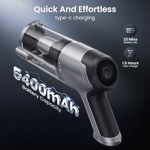 Hand Held Vacuum Car Vacuum Cleaner 18000PA High Power, 4-in-1 Air Duster & Air Blower & Pump Cordless Rechargeable Mini Small Shop Vac for Household Chores, Flooring, Car, Pet Hair - Image 4