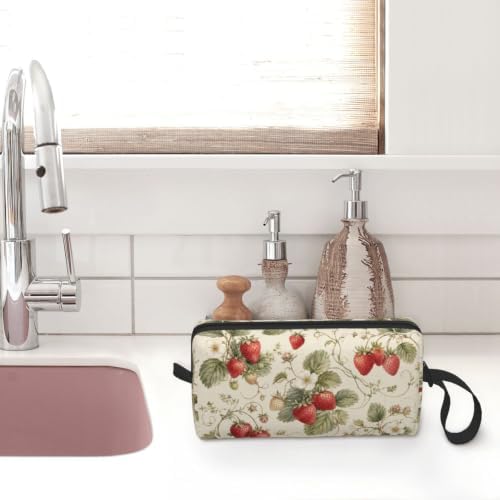Strawberry Small Makeup Bag, 600D Oxford Cosmetic Pouch for Women | Strawberry Cosmetic Bag, Double-Sided Printed Toiletry Pouch with Foam Padding for Women, Travel, Gym, Weekend and Daily - Image 7