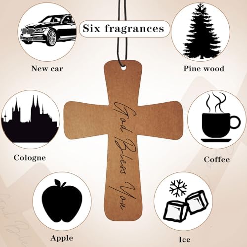 Fumete 48 Pcs Christian Gifts for Man Brown Cross Car Air Fresheners Bulk - Image 3