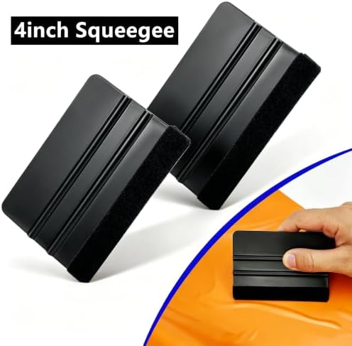 Umaki Automotive Vinyl Wraps Tools Tint Film Kit with 2 Pairs Vinyl Wrap Gloves, 4inch Felt Squeegee, Scraper, Edge Trimmer, Utility Film Knife, Black - Image 2
