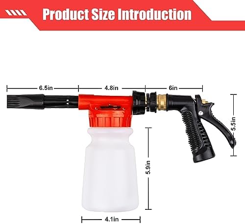 Car Wash Foam Gun, Car Wash Sprayer with Adjustable Foam Dial Foam Nozzle, Foam Cannon Attachs to Any Garden Hose, Durable 5/8" and 3/4" Brass Joint Soap Gun for Home Garden Use - Image 5