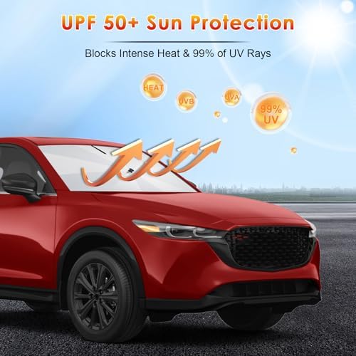 for Car Windshield Sunshade Umbrella 2018-2025 Mazda CX-5 Custom Fit Windshield Sun Protector Cover 6-Layer Heat-Resistant Fabric, Ultra-Strong Fiberglass Frame (for 2018-2025 Mazda CX-5) - Image 3