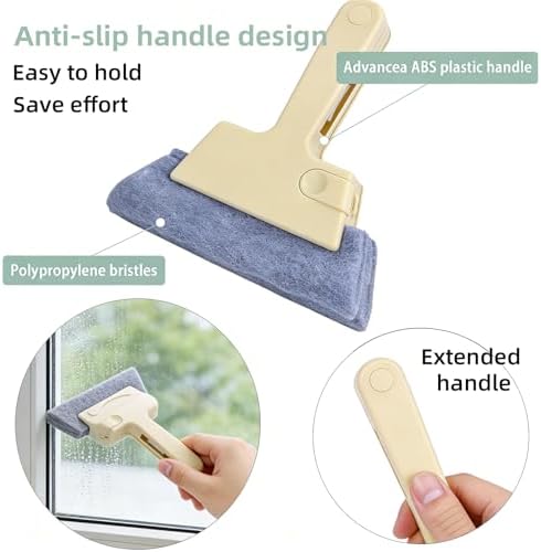Window Track Cleaner, 4-in-1 Crevice Cleaning Brush (with Bristle Brush, Gap Dustpan, Scraper), Handheld Window Sill Cleaner Tool, Window Track Cleaning Tools for Sliding Door, Home Cleaning (3 Pack) - Image 4