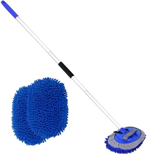 62" Car Wash Brush with Long Handle Chenille Scratch-Free Head Aluminum Pole by LUKCOZMO