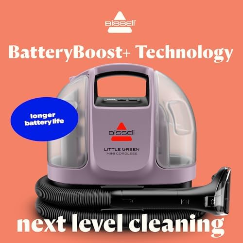 BISSELL Little Green Mini Cordless Portable Carpet and Upholstery Deep Cleaner, Car/Auto Detailer, with HydroRinse Self-Cleaning Tool and 4" Tough Stain Tool, Limited Edition Color Dusk Pink, 4015F - Image 3