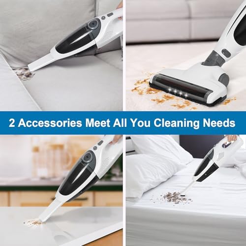 Intercleaner 2 in 1 Handheld & Stick Cordless Vacuum Cleaner, 2-Speed Powerful Suction Lightweight with LED Bagless Stick Vac with Handheld, for Hardwood Floor Carpet Car Pet Hair, Ultra Quiet - Image 3