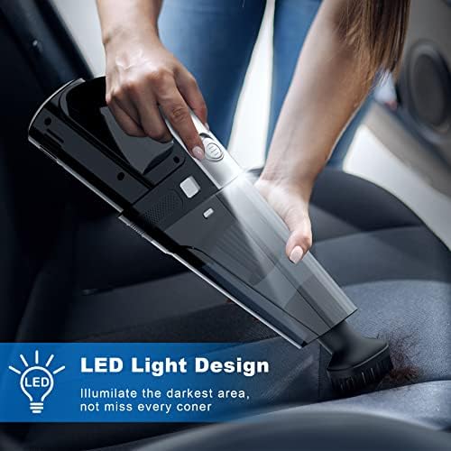 DRECELL Car Vacuum, Portable Car Vacuum Cleaner with 7000PA Suction, DC 12V High Power 16.4Ft Cord Wired Vacuum Cleaner for Car, LED Light, Lightweight, 0.33L Capacity, Storage Bag, Black, VC008C - Image 5