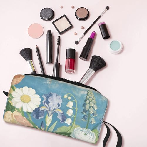 Vintage Floral Garden Makeup Bag for Women with Wrist Strap | Durable 600D Oxford Fabric Cosmetic Organizer,Compact Travel Pouch with Handle for Gym & Daily Use - Image 6
