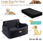 Car Seat for Large Size Dog, Booster Seat for Dogs Under 55 lbs or 2 Small Dogs, Soft Car Dog Bed Filling in Thick Memory Foam with 2 Safety Leashes and Storage Pocket (Black) - Image 4