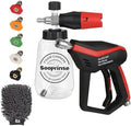 Sooprinse Short Pressure Washer Gun with Foam Cannon, Foam Cannon for Pressure Washer, 1/4 Inch Quick Connector, 5 Nozzle Tips with Car Wash Mitt, 1 Liter by Sooprinse