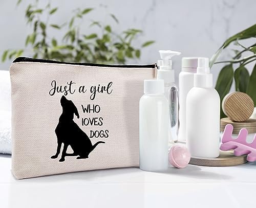 Just a Girl Who Loves Dogs Cosmetic Bag, Animal Lovers Pet Makeup Bag Zipper Cosmetic Pouch Bag Travel Linen Makeup Organizer, Dog Lovers Gifts for Women Girls Teens Dog Owner - Image 4