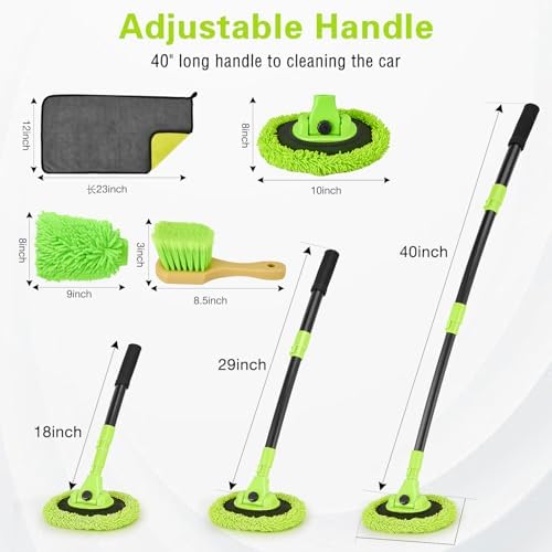 Car Wash Brush with Long Handle - Extendable Car Wash Mop & Sponge - Image 3