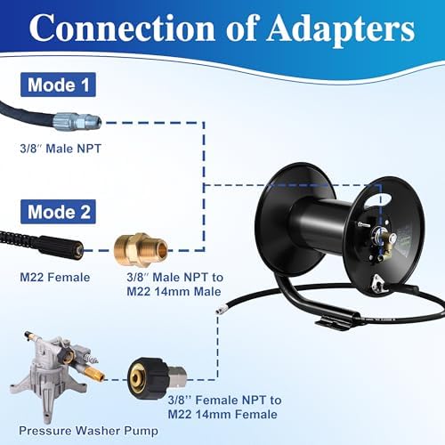 M MINGLE Pressure Washer Hose Reel 200ft x 3/8" / 350ft x 1/4", 4000 PSI - Image 4