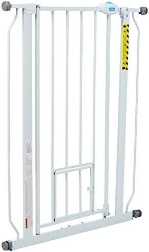 Carlson 36" Extra Tall Walk Through Dog Gate for Doorways & Bottom of Stairs, Metal Pet Gate with Small Pet Door, Expands 29.5”–36.5”, White - Image 4