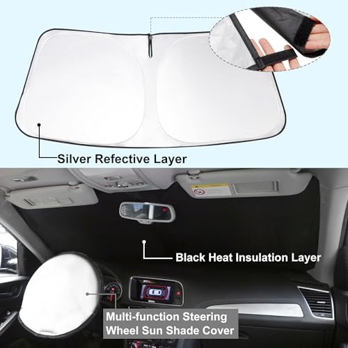 TINGLU Sun Shade for Mini Countryman Cooper F66 SUV 2017-2025 2026 Accessories Windshield Sun Shade Window Shade UV Rays Protection Sun Visor Cover with Steering Wheel Sunshade Storage Bag - Image 2