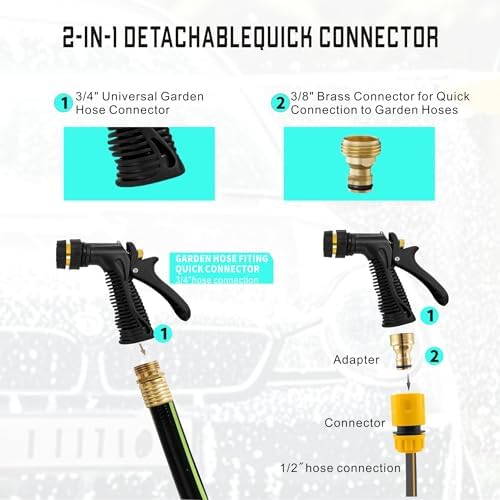 Foam Gun Car Wash Gun, Foam Blaster Equips 3/4" Universal Garden and Quick Connector (Connects to Any Garden Hose) for Watering Plants, Lawn, Patio, Car Wash, Cleaning - Image 5
