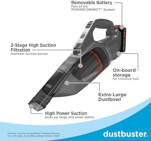BLACK+DECKER 20V dustbuster Small Vacuum Cleaner Portable Vacuum Hand Held Cordless for Home and Car, Includes Rechargeable Battery (BCHV001C1) - Image 2