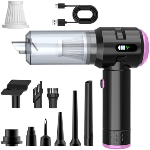 Wansimoo Handheld Car Vacuum Cleaner,25000PA Strong Cyclonic Suction Car Vacuum Portable Cordless with Digital Display Mini Vacuum for Car, Home, Office, Kitchen (Purple) by WANSIMOO