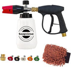 Sooprinse Foam Cannon Kit with Pressure Washer Short Gun, 1 L Snow Foam Lance with 1/4 Inch Quick Connector, Foam Blaster with Pressure Washer Gun,4000 PSI, Black by Sooprinse
