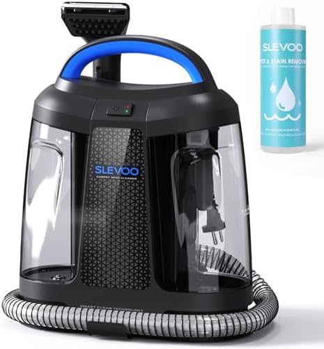 Slevoo 450W Portable Carpet Cleaner Machine with 1 Bottle Cleaning Solutions, Strong Suction Upholstery and Furniture Cleaner for Cleaning Stairs, Car Interiors, for Pet Footprint, Dust, Oil(AU-C003) by ElevateEverydayLiving