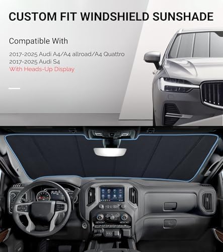 Pigenius Windshield Sunshade for Audi A4/A4 allroad/A4 Quattro/S4 2017-2025 with Heads-Up Display, Front Window Sun Shade - Safeguard - Image 2