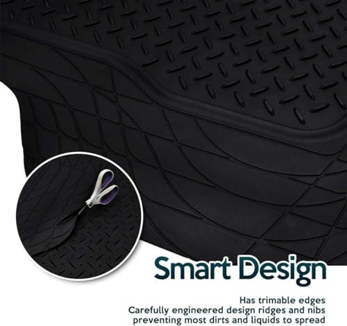 ZONETECH All Weather Rubber Semi Pattern Cargo Liner Trunk Floor Mat – Premium Quality Black Heavy Duty Cargo Trunk Floor Mat (2 Pack) - Image 2