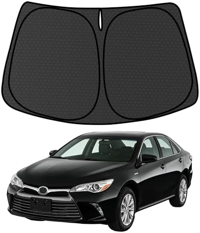 Camry Customized Windshield Sun Shade for 2012-2017 Camry LE | XLE | SE | XSE | Hybrid Front Window Sunshade Visor Protector Foldable Blocks UV Rays Keep Car Cooler Accessories by aatoppus