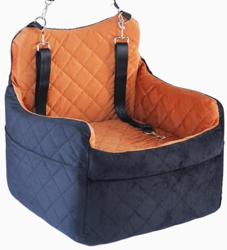 Dog Car Seat for Small Dogs Up to 30 lbs, Pet Booster Seat | Elevated Travel Seat with Dutch Suede Leather, Safety Leash, Non-Slip Base & Washable Cover for Cars, SUVs and Trucks by Unknown