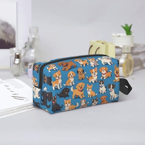 Cute Dogs Print Makeup Bag - Durable 600D Oxford Fabric Travel Cosmetic Bag, Shockproof Foam Padded Toiletry Organizer for Gym & Daily Use 10x6.2x4.9 Inch - Image 7