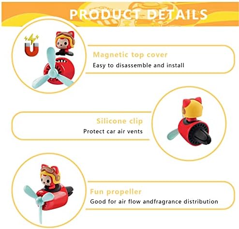 Car Air Fresheners Cute Cartoon Fox Pilot Car Diffuser Rotating Propeller Automotive Air Outlet Fan Creative Car Perfume Decoration Funny Car Interior Accessories - Image 3