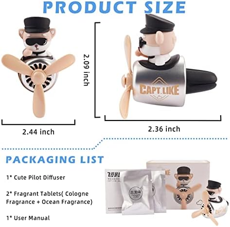 Car Air Fresheners Cartoon Pilot Automotive Air Outlet Propeller Cute Car Diffuser Creative Car Perfume Decoration for Car Vent Clips Car Vent Clip Air Freshener Accessories for Women Men - Image 5