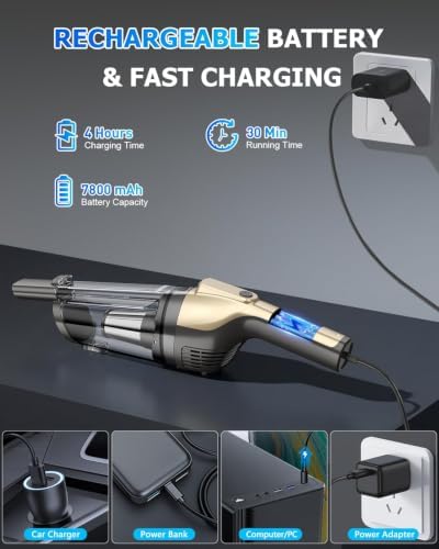 AHNR Handheld Vacuum Cordless Rechargeable, Hand Held Car Vacuum Cleaner - Image 5