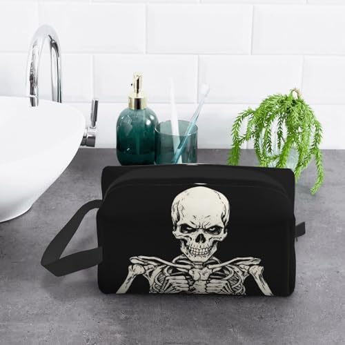 Gothic Skull Makeup Bag - Durable 600D Oxford Fabric Travel Cosmetic Bag, Shockproof Foam Padded Toiletry Organizer for Gym & Daily Use 10x6.2x4.9 Inch - Image 6