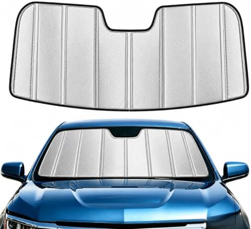 Windshield Sun Shade for Ram 1500 2019-2026 with 10 Inch Wide Sensor, Foldable Front Window Shade with 3-Layer Reflective Material to Keep Car Cool by Unknown