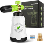 Foam Cannon for Pressure Washer (Wide Mouth), Stainless Steel Filter Thick Snow Car Wash Foam Gun, Adjustable Soap Cannon with 1/4“ Quick Connector, Additional 1.1mm Orifice Nozzle, 1L HDPE Bottle by BULBOUSROSE