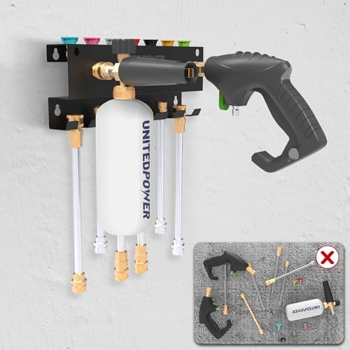 UNITEDPOWER Pressure Washer Gun Holder，Wall Mount Foam Cannon Holder，Tool Storage Rack for Pressure Washer Wand/Nozzle Tips, Car Wash Accessories Organizer, Black - Image 5