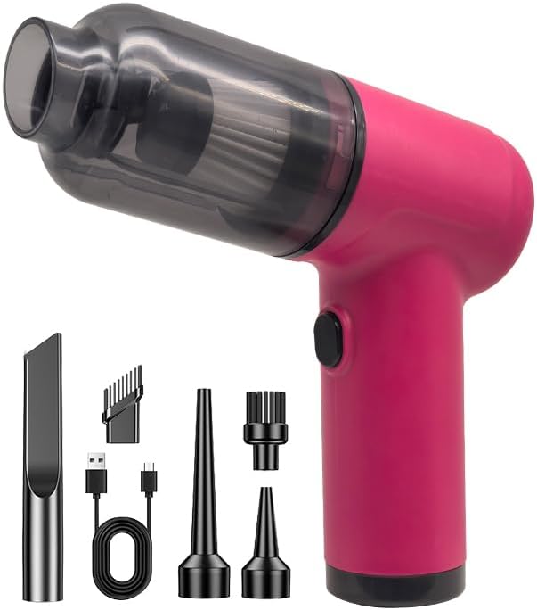 Portable Car Vacuum Cordless,2-in-1 Blow Suction Handheld Cleaner with Multi-Nozzles, Rechargeable Mini Vacuum for Car, Home, Office, Pet Hair, Sofa, Keyboard. by EDOMOL
