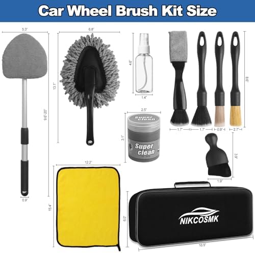 Windshield Cleaner Tool, 14Pcs Car Cleaning Kit - Car Interior Detailing Kit with Extendable Handle, Cleaning Gel & Microfiber Pads, All-in-One Inside Car Cleaning Supplies for Women Men - Image 2