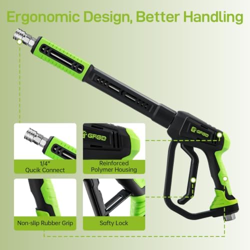 Swivel Pressure Washer Gun with Extension Wand 3/8” Quick Connect M22 Fittings, 5000PSI - Image 6