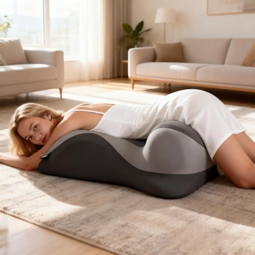 Sweet Spot Pillow Intimacy Pillows for Couples 27° Angle Ergonomic Memory Foam Positioning Cushion Butt Cushion Support Neck Waist Washable Pillowcase(Light Gray) - Image 3