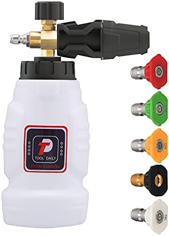 Tool Daily Foam Cannon for Pressure Washer, 5 Power Washer Tips,1 Liter by ToolDaily